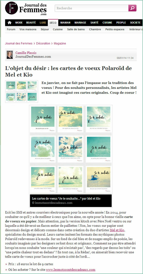 carte de voeux journal des femmes